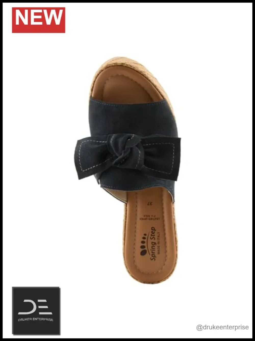 Italian Suede Bow Wedge Platform Sandal Cushioned Slip-On